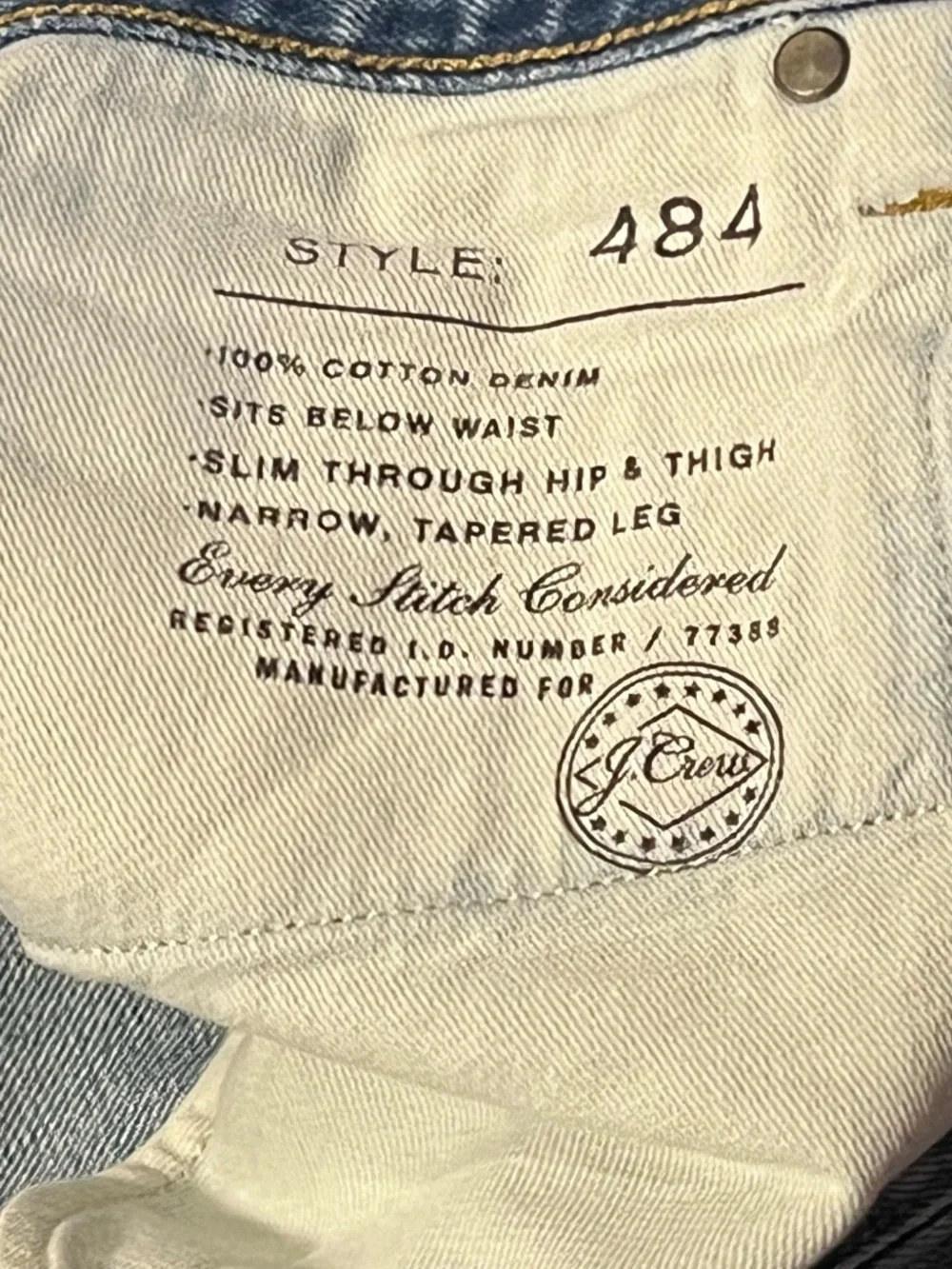 J Crew 484 Slim-fit jean in medium wash Size 34